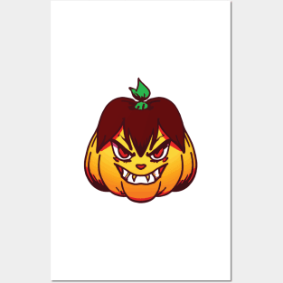 Anime Halloween pumpkin Posters and Art